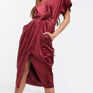 Closet London kimono sleeve velvet midi dress with